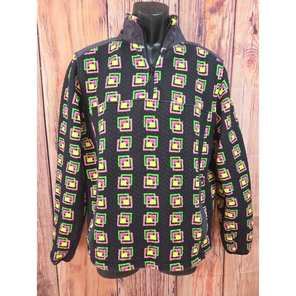 Chubbies Mens Medium Quarter-Zip Pullover Jacket Geometric Print Black - Picture 1 of 8